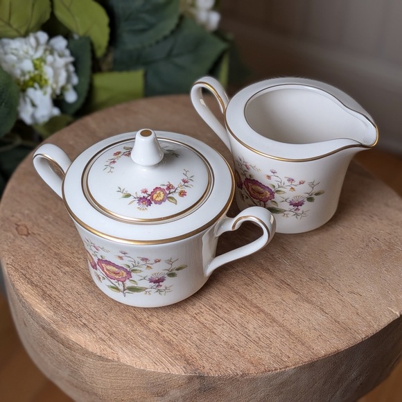 Vintage Noritake Asian Song 7151 Sugar Bowl w/Lid & Creamer Set | Japan Floral - Picture 5 of 12